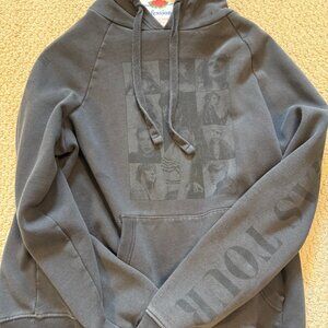 Faded black Taylor Swift Eras Tour 2023 sweatshirt with concert dates, size L